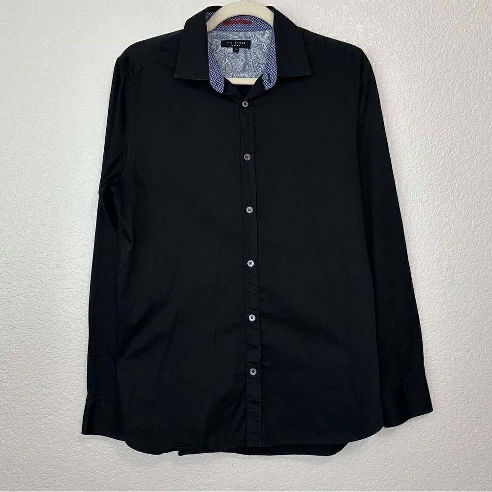 Ted Baker Men’s Black Casual Button Down Shirt, Sz Medium